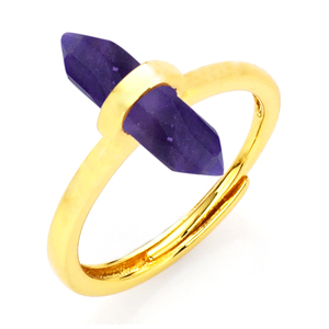 แหวนพลอยอเมทิสต์ทรงหกเหลี่ยมสองด้านทำจากเงินสเตอร์ลิง925อัญมณีขนาด15X5มม. ปรับได้เครื่องประดับสำหรับผู้หญิงขายส่ง - Product Image 1