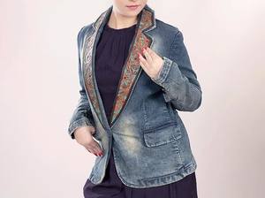Manteau en jean pour femmes avec sculpture à la main Veste en cuir Western Veste de sport Western Blazer de sport pour femmes Veste en cuir pour femmes - Product Image 5