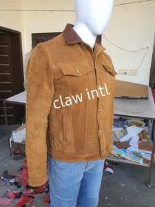 Veste en cuir de camionneur en daim chaud de haute qualité pour hommes saison d'hiver en peau de mouton marron-vente en gros d'usine - Product Image 4