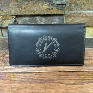 Cartera de cuero con soporte para chequera, billetera personalizada con monograma, regalo, accesorios de viaje largo y delgado de registro, 2017 - Product Image 2