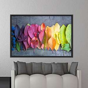 Autumn Canvas Print: Colorful <b>Leaf</b> Wall <b>Art</b> for Holiday Decor,1P:Black Framed - Product Image 1