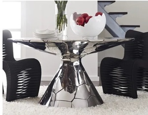 Luxury Western Style Modern Extendable Dining <b>Table</b> Glass <b>Top</b> Stainless Steel Legs Shape for Home Dining Room Dining <b>Table</b> - Product Image 4
