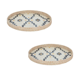 Plateau de service rond unique en rotin MOP, plateau en rotin écologique avec nacre pour la décoration de table, maison en provenance du Vietnam - Product Image 5