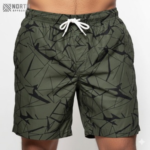 Pantalones Cortos Casuales de Lona con Estampado de Cintura Media para Hombre, de Secado Rápido, con Cierre de Cordón, a la Moda para el Verano - Product Image 1