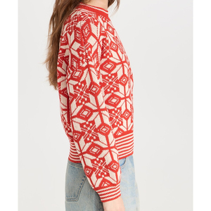 Personnalisable motif Logo Jacquard broderie tricot hiver col roulé tricoté femmes pull encolure haute pull femmes - Product Image 4