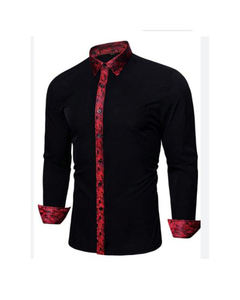 เสื้อเชิ้ตผู้ชายแขนยาวสไตล์ลำลองสำหรับฤดูใบไม้ร่วง ปกเชิ้ตแบบพับได้ ลายเรียบ ผ้าซาติน ป้องกันการเป็นขุย ผลิตจากโพลีเอสเตอร์/คอตตอน - Product Image 2