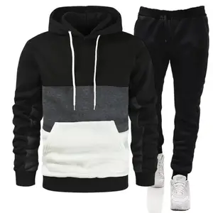 Top Brand 2024 Hooded Sweatshirt +Sweatpants 2 Piece Set Luxury Casual Sports Suit Jogging Patchwork Clothing
