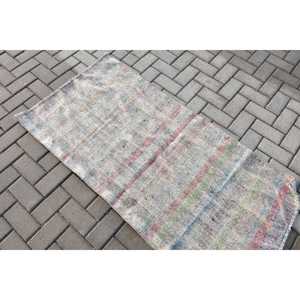 Petit tapis turc vintage 2,6x5,2 pieds, tapis oriental en laine gris rouge - Product Image 3