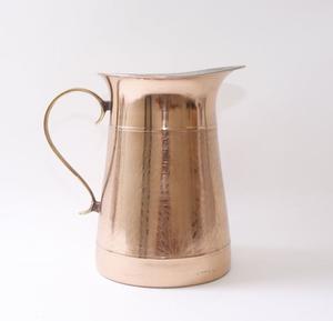 Elegant Shiny Engraved Copper <b>Water</b> <b>Jug</b> <b>With</b> Textured Body and Brass Handle For Elegant Serving - Product Image 1