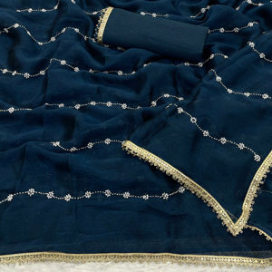 ชุดส่าหรีปักเลื่อมลายสไตล์ดาราคอลเลกชันดีไซเนอร์อินเดีย - Product Image 1