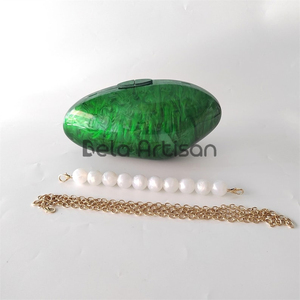 High Profile Best Quality Womens <b>White</b> Glitter Rhinestone Resin Mother of Pearl Resin <b>Clutch</b>: Bronze Evening <b>Bag</b> with Gold Chain - Product Image 5