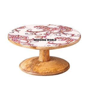 แท่นวางเค้กไม้ดีไซน์เส้นขอบทรงกลมเครื่องใช้บนโต๊ะทำมือคุณภาพระดับพรีเมียมอุปกรณ์สำหรับวางเค้กไม้ดีไซน์คลาสสิก - Product Image 4