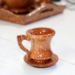 Wholesale Coco Wooden Arabic Style Coffee <b>Cup</b> and Saucer Set Coconut Wood Biodegradable Drinks <b>Cups</b> - Product Image 4