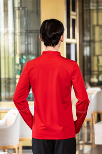 Unisex Servidor Camarero Camarera logo Personalizado Catering Hotel Restaurante Café bar Camisa de manga larga Camisetas Uniforme Camiseta para hombres - Product Image 4