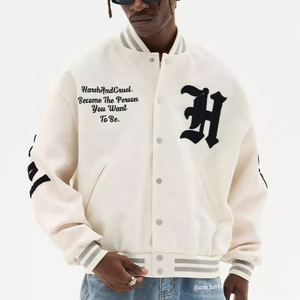 Blouson bombardier en laine de taille plus pour hommes personnalisé OEM écusson de broderie en chenille d'automne hiver baseball Options de tissu personnalisées - Product Image 6