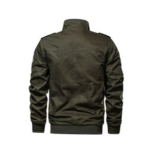 Chaqueta Bomber Ligera, Mezcla de Algodón y Poliéster, Cuello Acanalado, Bolsillo con Cremallera Frontal, Interior Cómodo, Apta para Uso Casual - Product Image 2