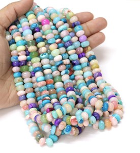 Multi Color Smooth Rondelle Shape Gemstone Beads 7-10mm <b>Top</b> grade products for Jewelry Craft From Rajasthan - Product Image 1