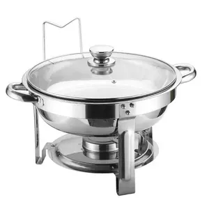 New Arrivals Round Chafing Dish Food Warmer Buffet Stove Dish Stainless Steel Tray Buffet Catering 4.5L