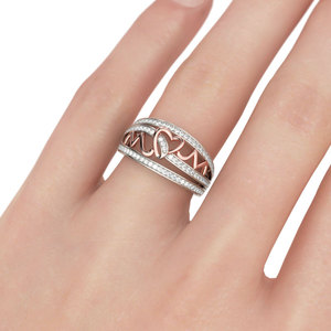 แหวนเงินแท้สเตอร์ลิง Jeulia รุ่น Mom's Heartbeat Cluster ชุบทอง สำหรับวันครบรอบ - Product Image 4