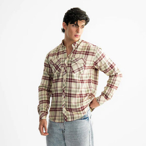 Tela de franela teñida de hilo personalizado de calidad superior Material de algodón ligero Camisas de hombre de talla grande 100% algodón - Product Image 1