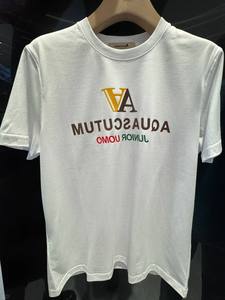 T-shirt décontracté en coton 100% tricoté imprimé uni à manches courtes respirant écologique pour femmes et hommes de haute qualité en grande taille - Product Image 5