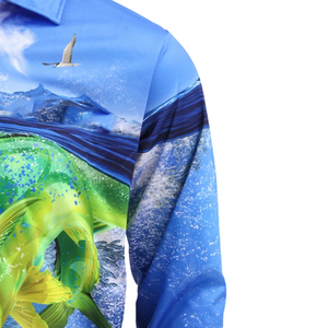 Camisas de pesca de talla grande impermeables y transpirables, manga larga personalizada para exteriores, 100% poliéster, servicio OEM de alta calidad, protección UV - Product Image 6