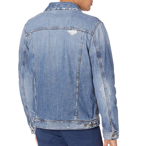Veste en jean décontractée pour hommes au design personnalisé Veste d'hiver en denim délavé déchiré pour hommes - Product Image 2