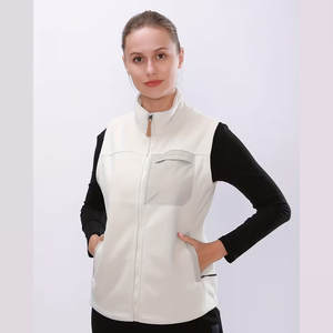 Wholesale Custom Made Logo <b>Women's</b> Knitted Lightweight Fleece Lined Eco-Friendly Sleeveless Outerwear <b>Vest</b> with Front Pocket - Product Image 3
