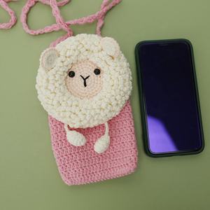Bolso de Teléfono Móvil Tejido a Crochet, Diseño de Oveja, Hecho a Mano, Accesorio de Moda - Product Image 2
