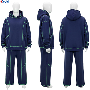 Conjunto de Chándal Personalizado con Logotipo para Hombre, Poliéster/Algodón, Sudadera y Pantalones Deportivos, Estampado con Pedrería, Estilo Holgado, Talla Grande para Invierno - Product Image 1