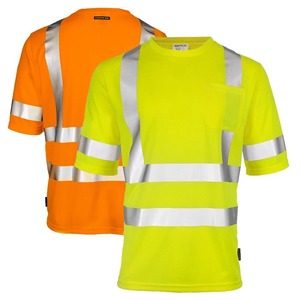เสื้อเซฟตี้สำหรับผู้ชายสะท้อนแสงแขนสั้นผ้าคอตตอน100% Hi-Vis โลโก้ตามสั่ง - Product Image 1