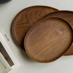 Assiettes en bois de teck esthétique Taille personnalisée Outils de cuisine en bois sans danger pour la nourriture - Product Image 1