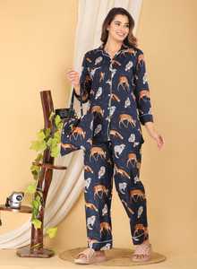 Conjunto de ropa de dormir de algodón con estampado floral para mujer hecho a medida con tubería elegante y bolsa de algodón adecuada para clientes boutique y revendedores - Product Image 4