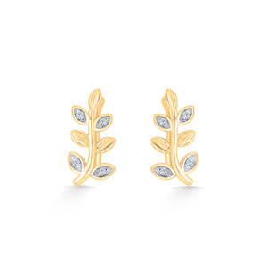 Pendientes Lush Leaflets de Oro y Diamantes para Mujer - Product Image 2