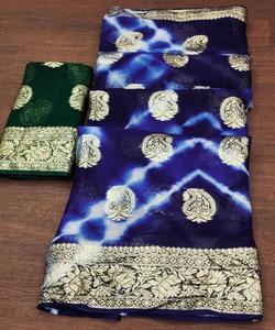 Sarees de fête en tissu de soie avec broderie en pierre et pièce de chemisier pour adultes Collection attrayante de sarees avec chemisier - Product Image 2