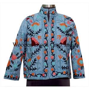 Beautiful Women's Winter Knitted Hand Embroidery Reversible Suzani <b>Quilted</b> Cotton Filled Short <b>Jacket</b> - Product Image 6