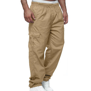 Pantalons cargo pour hommes en coton, style automne, avec étiquette personnalisée, salopette de travail en plein air, couleur unie, coupe slim, pantalon streetwear - Product Image 5