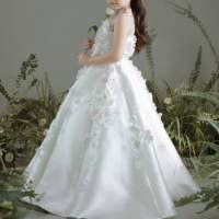 Robe de Soirée sans Manches Type Robe de Bal, Ornée de Perles à la Main et de Fleurs 3D, pour Demoiselle d'Honneur ou Fillette de Mariage – Modèle Rosa