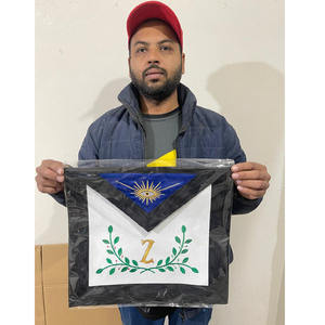 Delantal Masónico de Bordado a Mano del Rito Escocés, Azul a Rayas, Delantal de Gran Logia para Maestro Masón con Cadena para el Cuello 2026 - Product Image 5