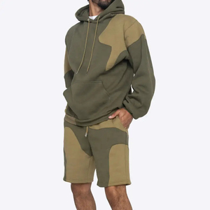 2024 ผู้ชายแฟชั่นใหม่ปรับแต่ง Sweatsuit เสื้อสเวตเตอร์ผ้าฝ้าย 100% และชุดกางเกงขาสั้น - Product Image 2