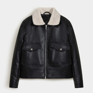 Meilleur prix Veste coupe-vent imperméable en cuir véritable de qualité supérieure pour homme avec logo personnalisé, teinte unie pour l'hiver, toutes tailles disponibles - Product Image 1