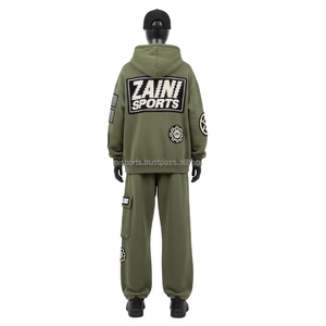 ชุดวอร์มขนแกะสำหรับผู้หญิงชุดวอร์มผ้าสไตล์คาร์โก้สีเขียวมะกอกปักโลโก้ตามสั่งมีซิปและกางเกงจ็อกเกอร์ไซส์ใหญ่พิเศษ - Product Image 2