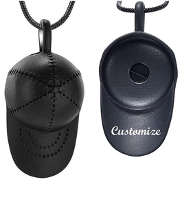 Urna de cremación de acero inoxidable negro, joyería, cenizas, gorra de béisbol, collar de urna para cenizas de seres queridos, regalo para mujeres y hombres, tamaño personalizado - Product Image 2