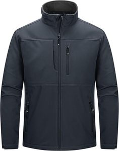 <b>Men's</b> Lightweight Waterproof Softshell <b>Jacket</b> with Warm Fleece Lining Windbreaker for <b>Travel</b> Hiking Golf Motorcycle Racing - Product Image 1
