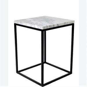 Modern <b>Square</b> Iron Side <b>Table</b> with Wood Top for Home Living Room Furniture - Product Image 2