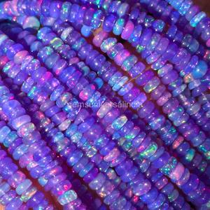 Purple Ethiopian Opal Smooth Rondelle Beads 3-5mm Flashy Lavender Opal Gemstone Beads for Jewelry Making By Manufacturer Bulk - Product Image 2