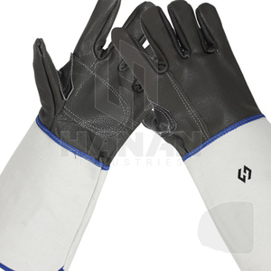 Gants de soudage professionnels pour une utilisation intensive avec paume et poignets en cuir de vachette résistant à la chaleur - Product Image 3