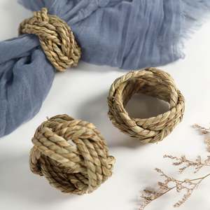 Accesorio de mesa, servilleteros de algas marinas, servilleteros de paja hechos a mano, anillo para fiesta y comedor en casa - Product Image 4
