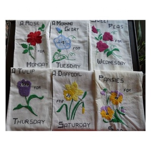 Juego de Toallas de Cocina Reutilizables Ecológicas Personalizadas de Lujo Chinas de Algodón y Lino Grueso con Diseño de Tulipanes Rosados Pintados - Product Image 6