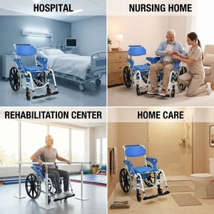 Chaise de douche et de toilette médicale légère en aluminium, fauteuil roulant portable pour personnes âgées, idéale pour la chambre à coucher - Vente en gros - Product Image 3